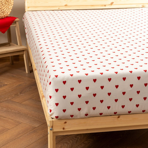 Mix &amp; Match | Hearts | 100% Cotton Single Flat Sheet 