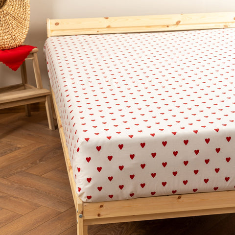 Mix &amp; Match | Hearts | 100% Cotton Double Flat Sheet