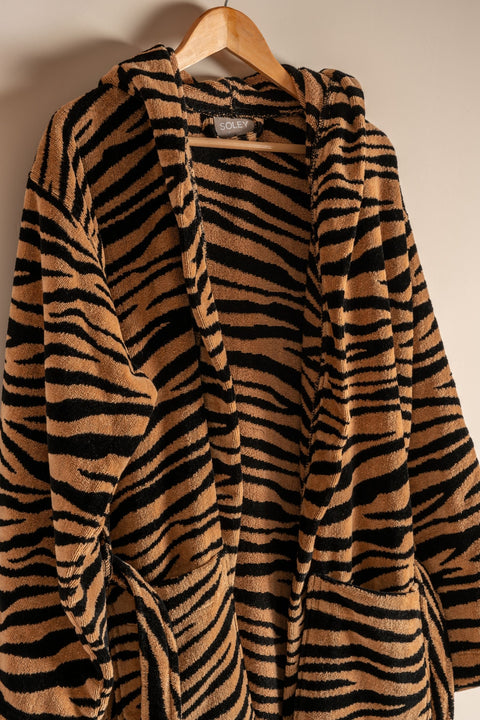 Tiger | 100% Cotton Velvet Women / Men (Unisex) Bathrobe