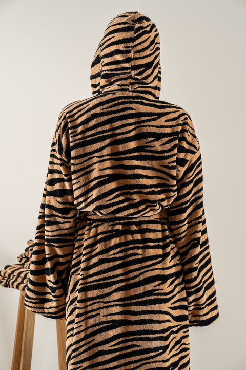 Tiger | 100% Cotton Velvet Women / Men (Unisex) Bathrobe